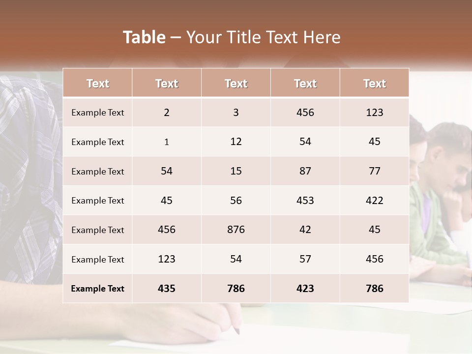 A Group Of People Sitting At A Table Writing PowerPoint Template