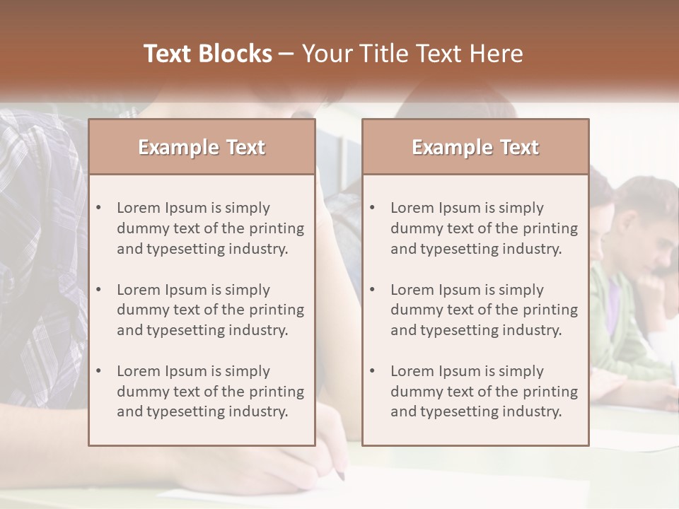 A Group Of People Sitting At A Table Writing PowerPoint Template