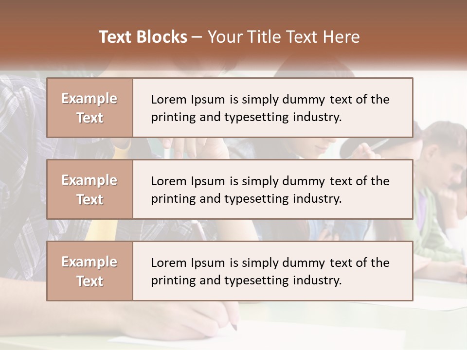 A Group Of People Sitting At A Table Writing PowerPoint Template