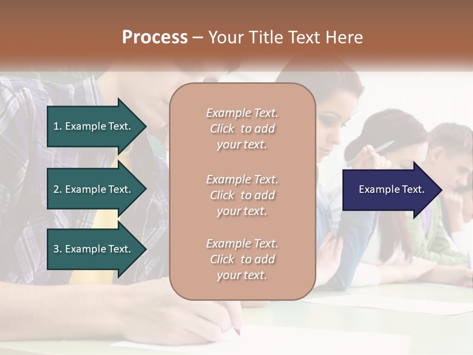 A Group Of People Sitting At A Table Writing PowerPoint Template