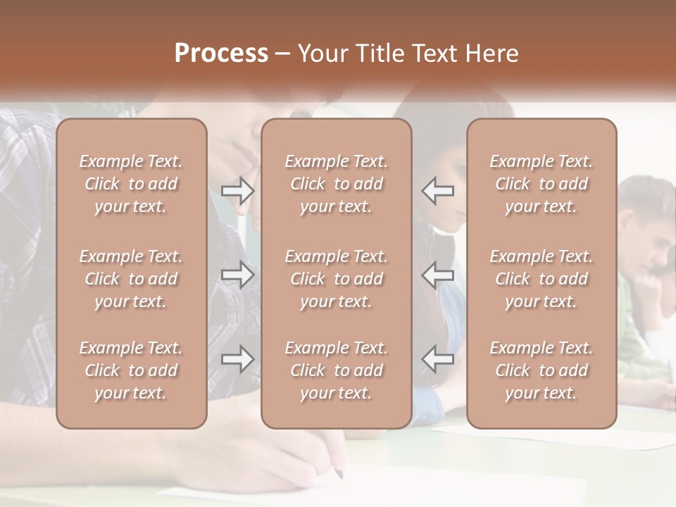 A Group Of People Sitting At A Table Writing PowerPoint Template