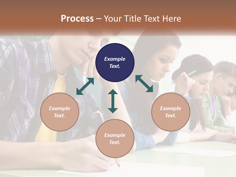 A Group Of People Sitting At A Table Writing PowerPoint Template