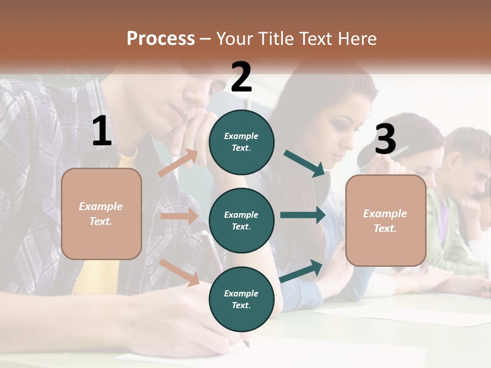 A Group Of People Sitting At A Table Writing PowerPoint Template