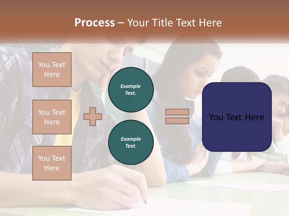 A Group Of People Sitting At A Table Writing PowerPoint Template