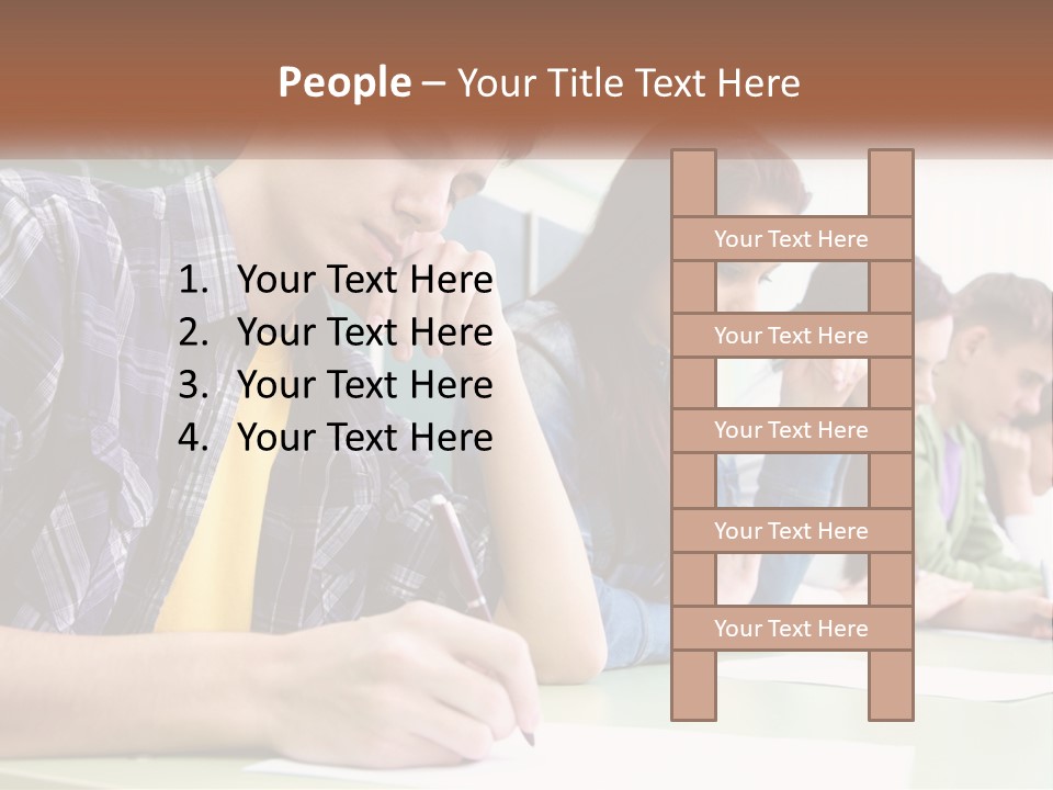 A Group Of People Sitting At A Table Writing PowerPoint Template