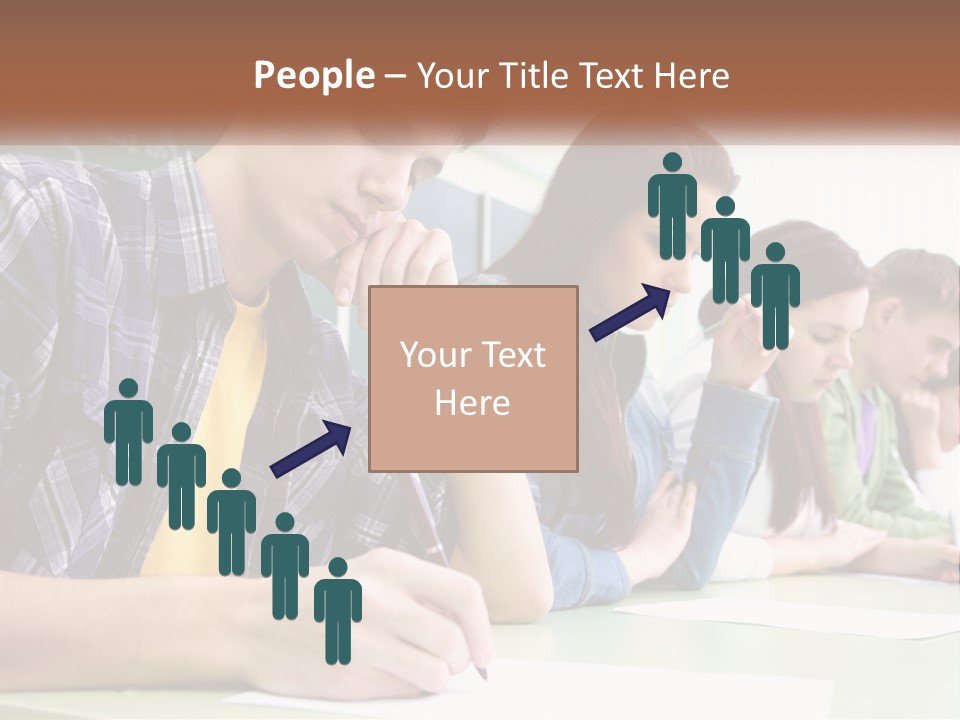 A Group Of People Sitting At A Table Writing PowerPoint Template