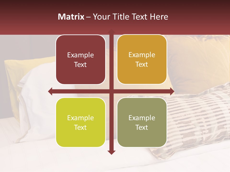 A Bed Topped With Lots Of Pillows Next To A Red Headboard PowerPoint Template