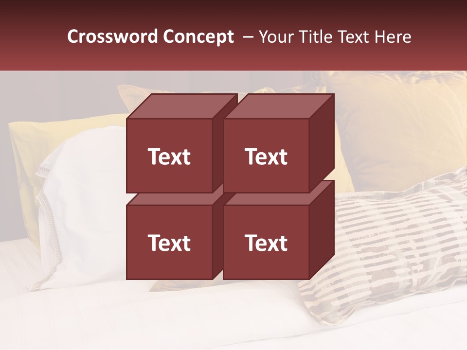 A Bed Topped With Lots Of Pillows Next To A Red Headboard PowerPoint Template