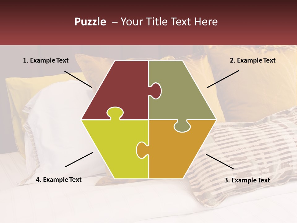 A Bed Topped With Lots Of Pillows Next To A Red Headboard PowerPoint Template