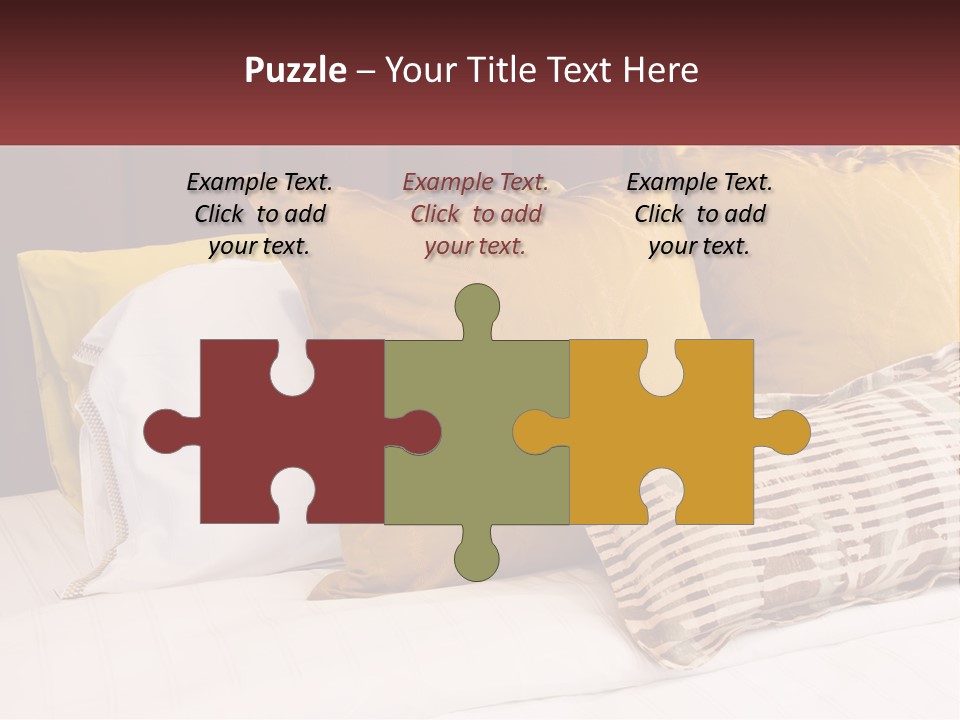 A Bed Topped With Lots Of Pillows Next To A Red Headboard PowerPoint Template