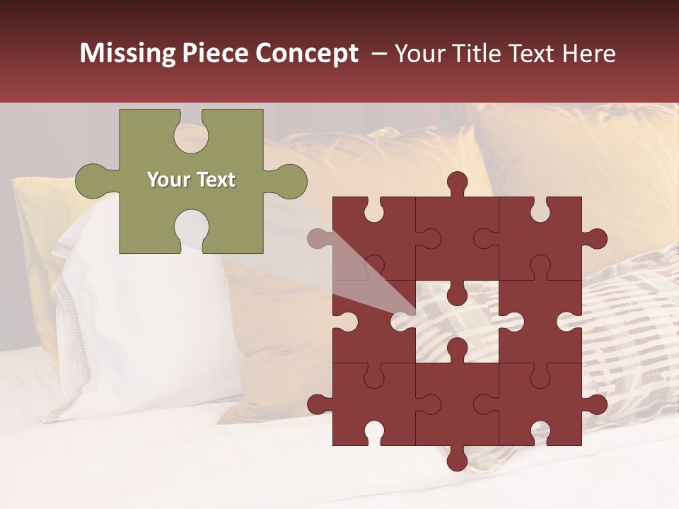 A Bed Topped With Lots Of Pillows Next To A Red Headboard PowerPoint Template