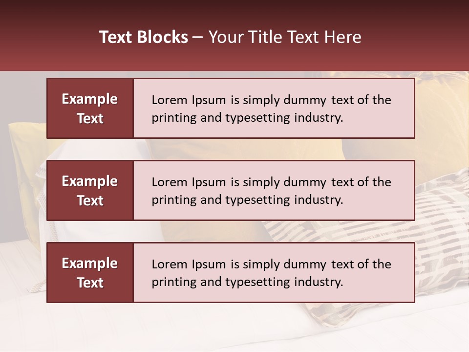 A Bed Topped With Lots Of Pillows Next To A Red Headboard PowerPoint Template