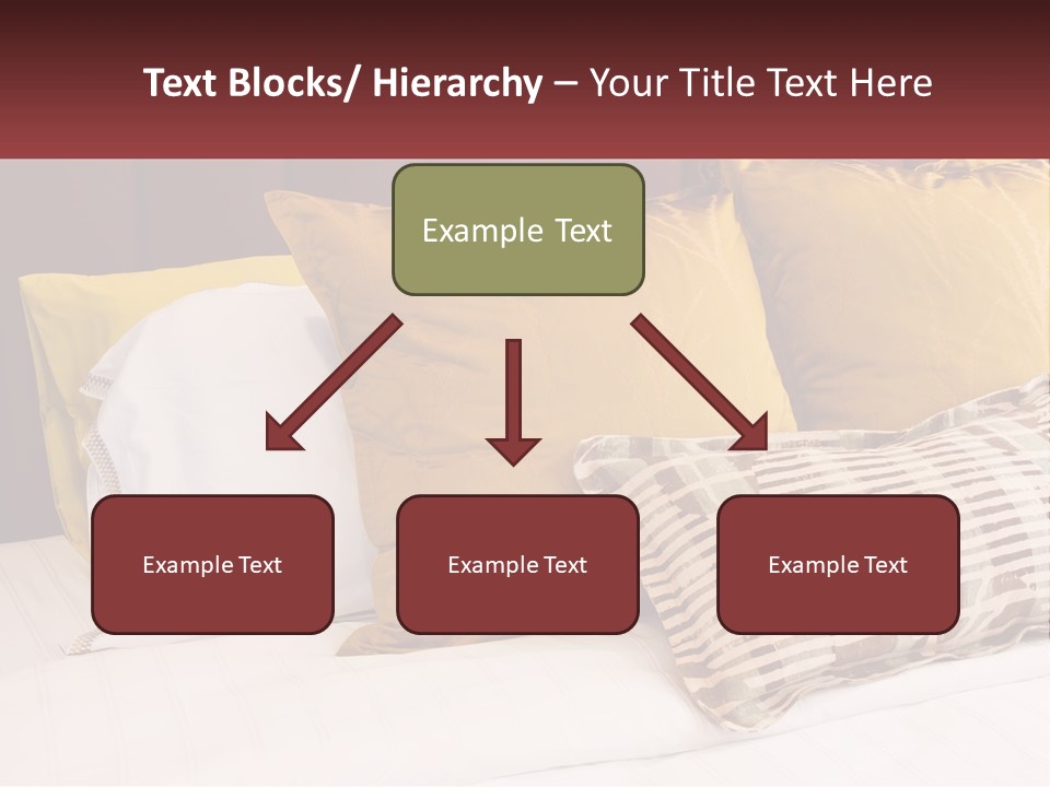 A Bed Topped With Lots Of Pillows Next To A Red Headboard PowerPoint Template