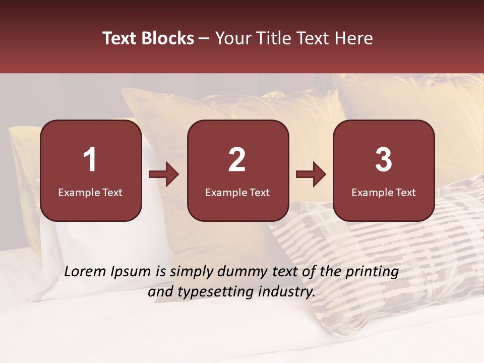 A Bed Topped With Lots Of Pillows Next To A Red Headboard PowerPoint Template