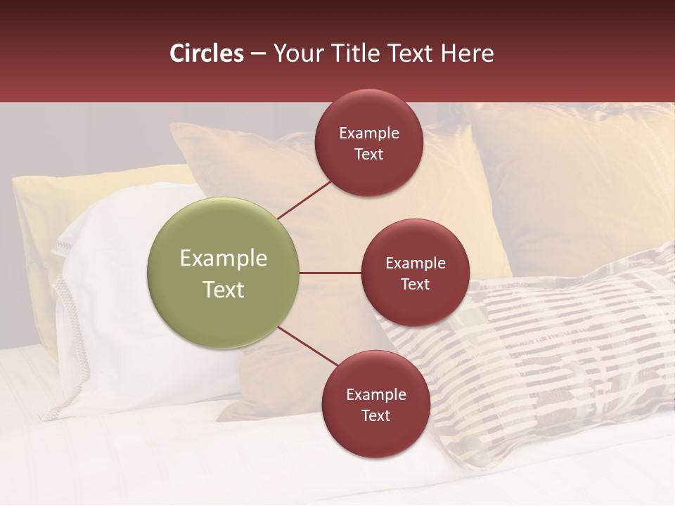 A Bed Topped With Lots Of Pillows Next To A Red Headboard PowerPoint Template