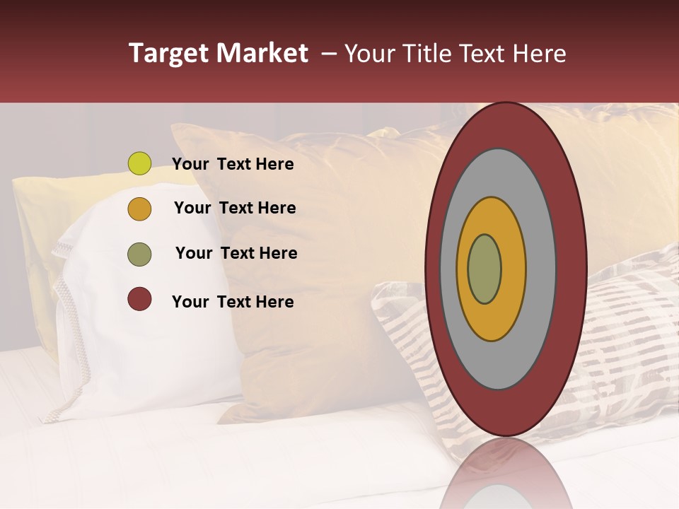 A Bed Topped With Lots Of Pillows Next To A Red Headboard PowerPoint Template