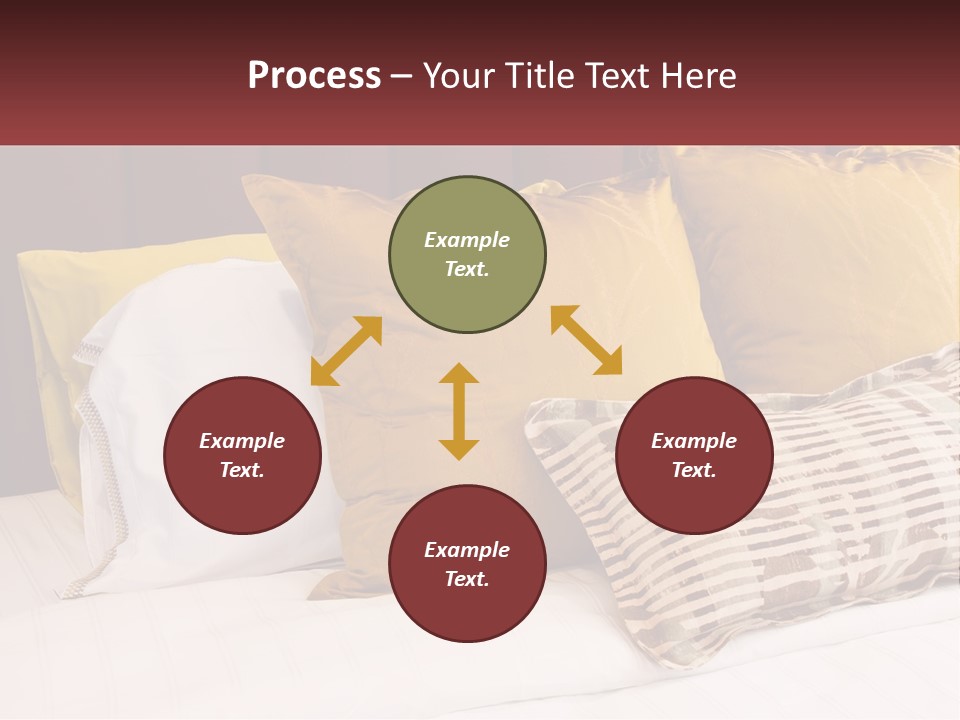 A Bed Topped With Lots Of Pillows Next To A Red Headboard PowerPoint Template