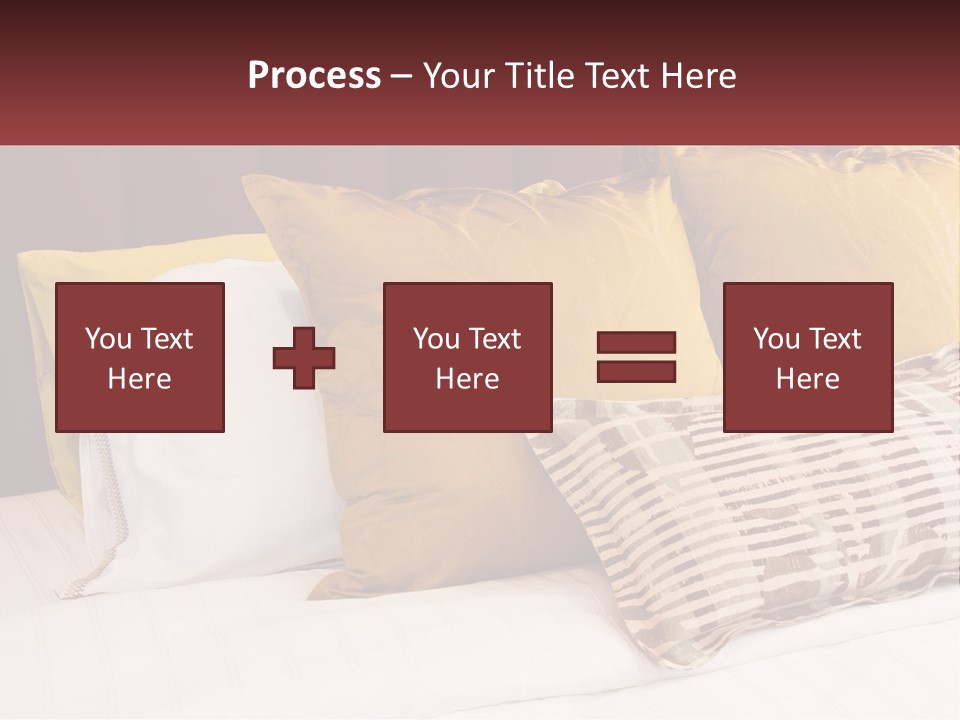 A Bed Topped With Lots Of Pillows Next To A Red Headboard PowerPoint Template