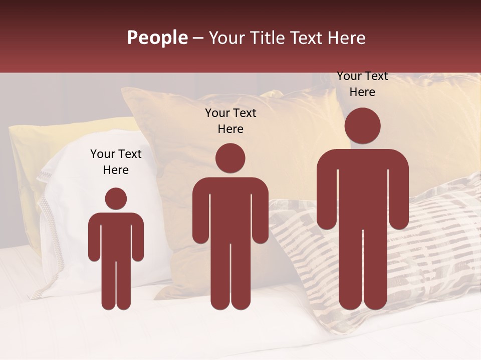 A Bed Topped With Lots Of Pillows Next To A Red Headboard PowerPoint Template