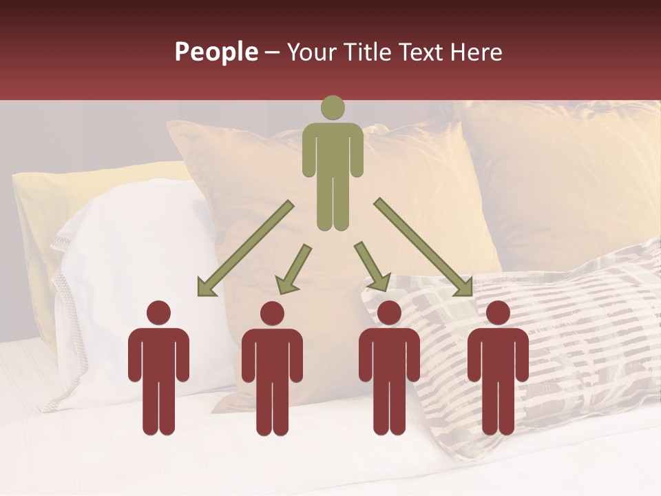 A Bed Topped With Lots Of Pillows Next To A Red Headboard PowerPoint Template