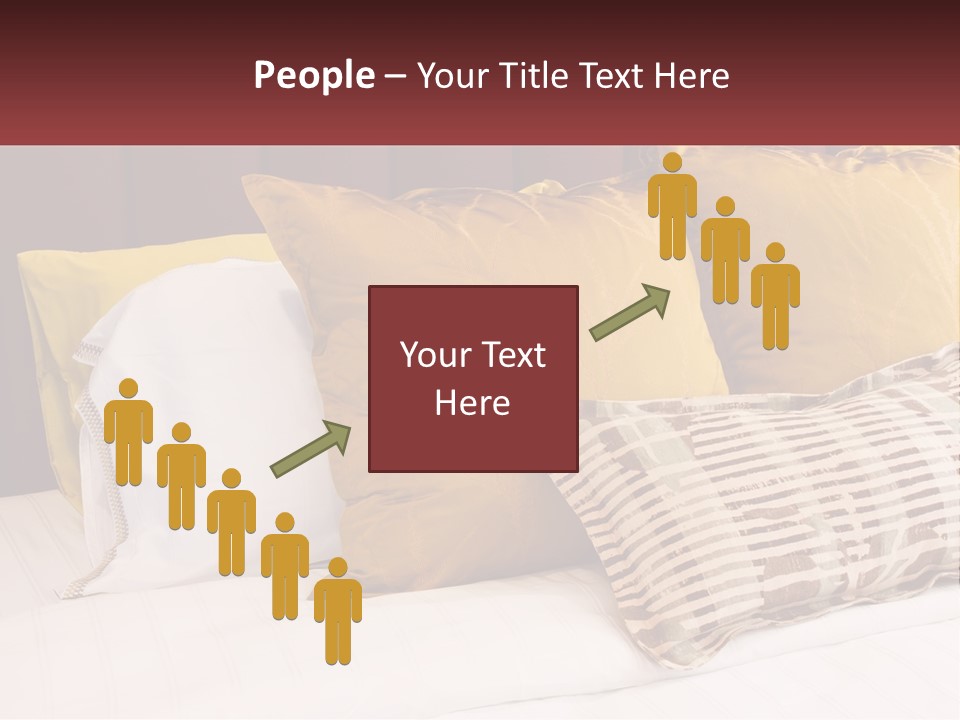 A Bed Topped With Lots Of Pillows Next To A Red Headboard PowerPoint Template