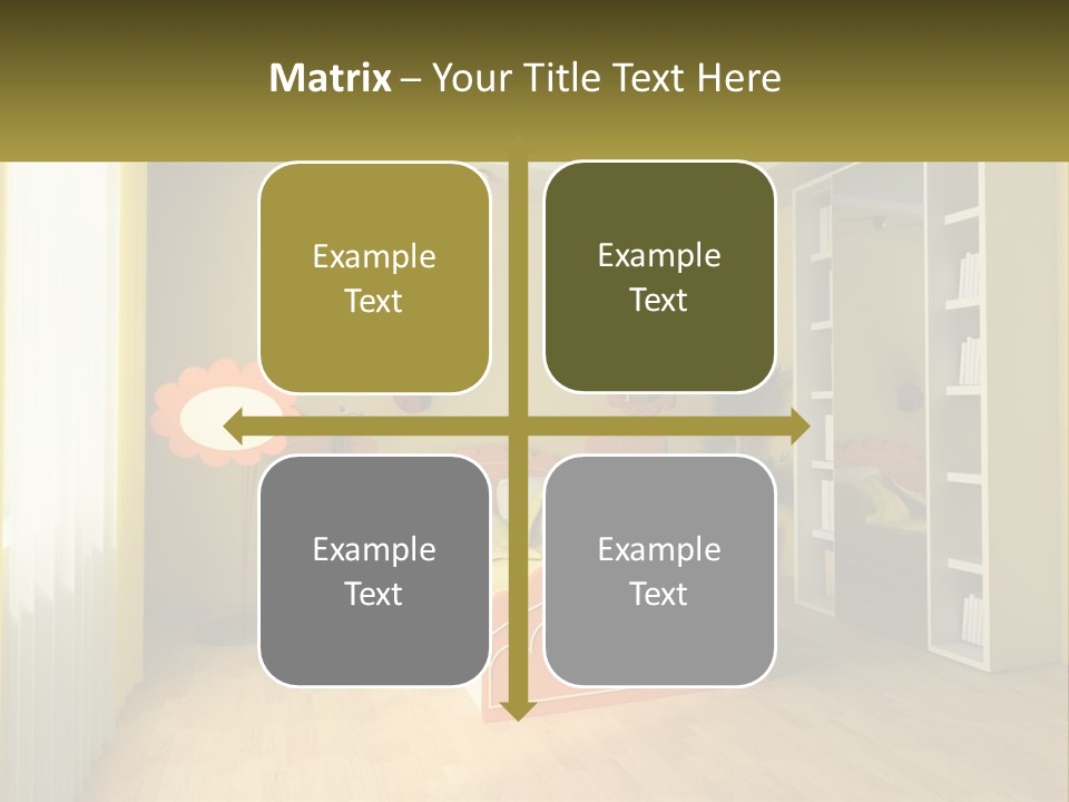 A Bedroom With Yellow Walls And A Bed PowerPoint Template