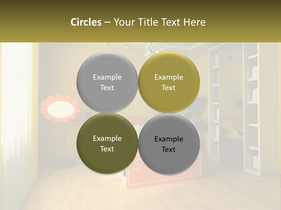 A Bedroom With Yellow Walls And A Bed PowerPoint Template