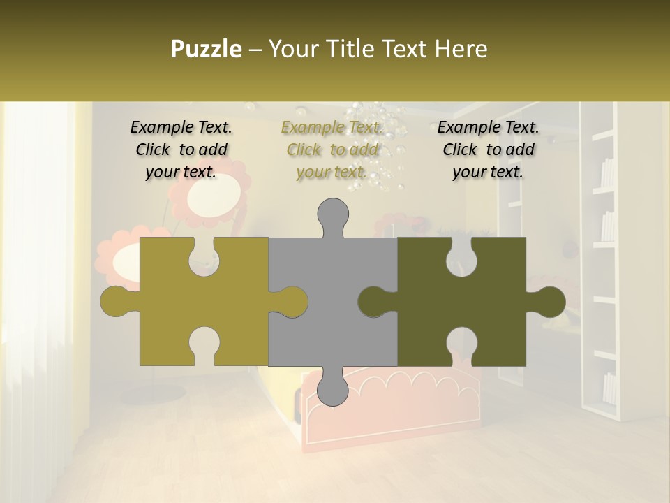 A Bedroom With Yellow Walls And A Bed PowerPoint Template