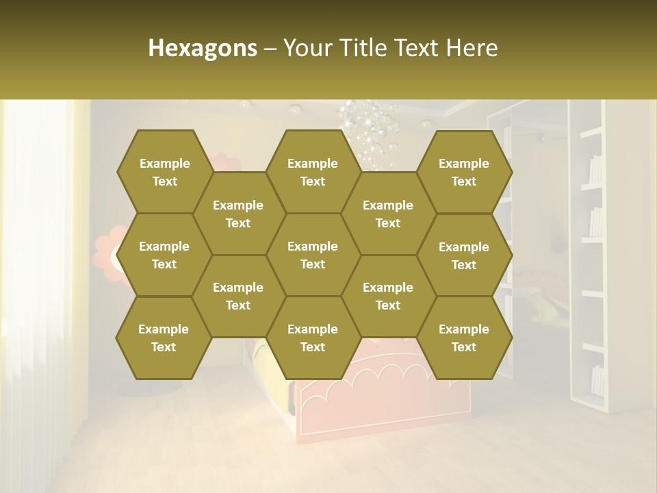 A Bedroom With Yellow Walls And A Bed PowerPoint Template