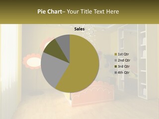 A Bedroom With Yellow Walls And A Bed PowerPoint Template