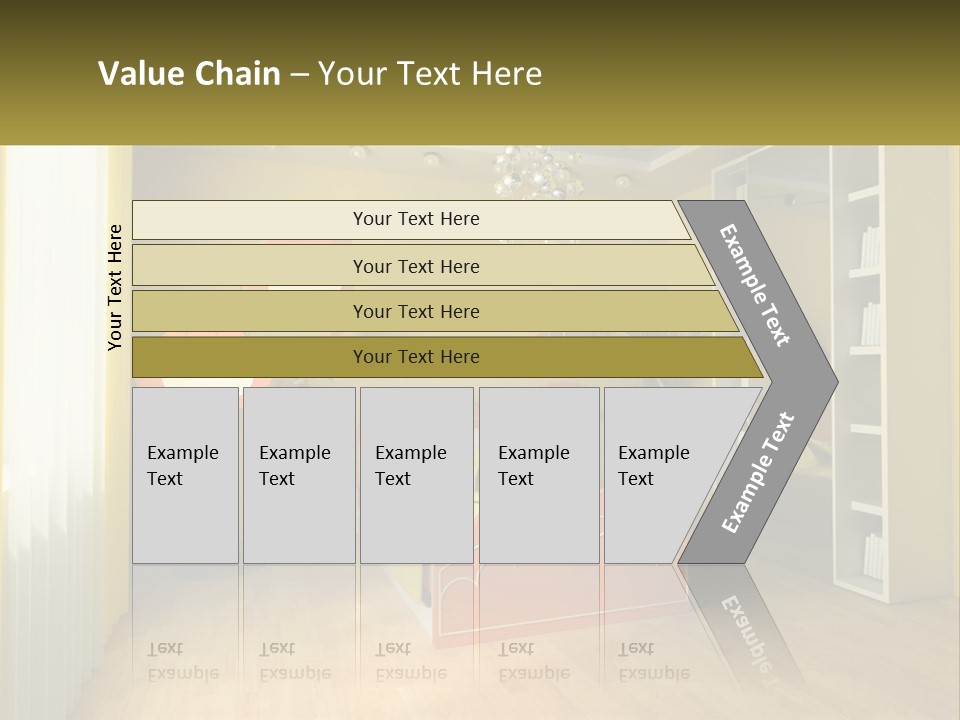 A Bedroom With Yellow Walls And A Bed PowerPoint Template