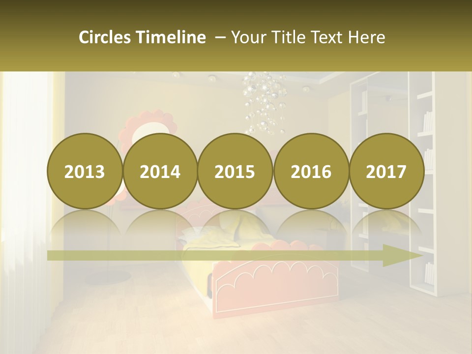 A Bedroom With Yellow Walls And A Bed PowerPoint Template