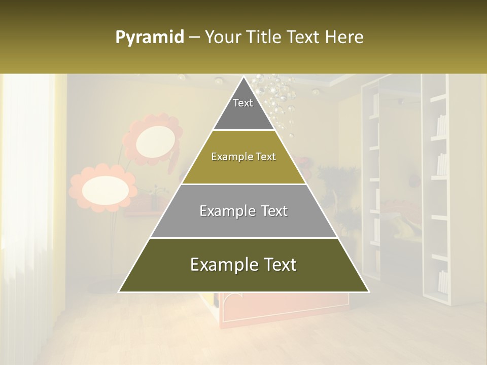 A Bedroom With Yellow Walls And A Bed PowerPoint Template