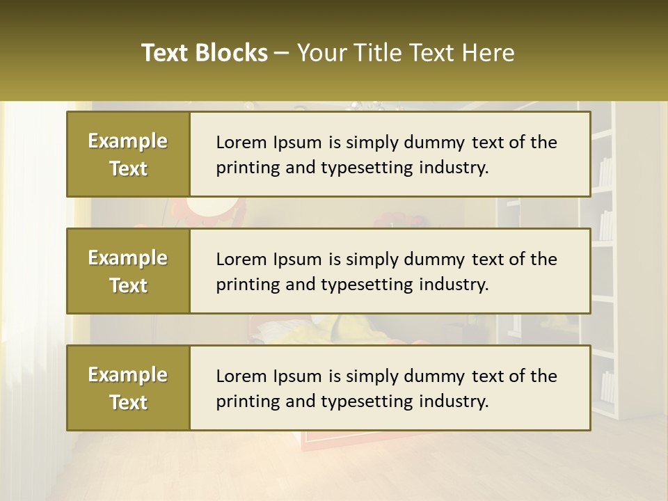 A Bedroom With Yellow Walls And A Bed PowerPoint Template