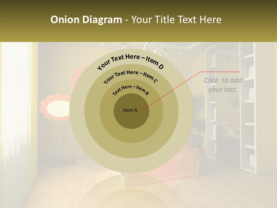 A Bedroom With Yellow Walls And A Bed PowerPoint Template