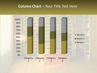 A Bedroom With Yellow Walls And A Bed PowerPoint Template