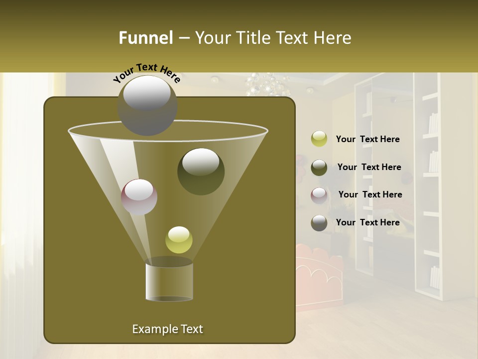 A Bedroom With Yellow Walls And A Bed PowerPoint Template