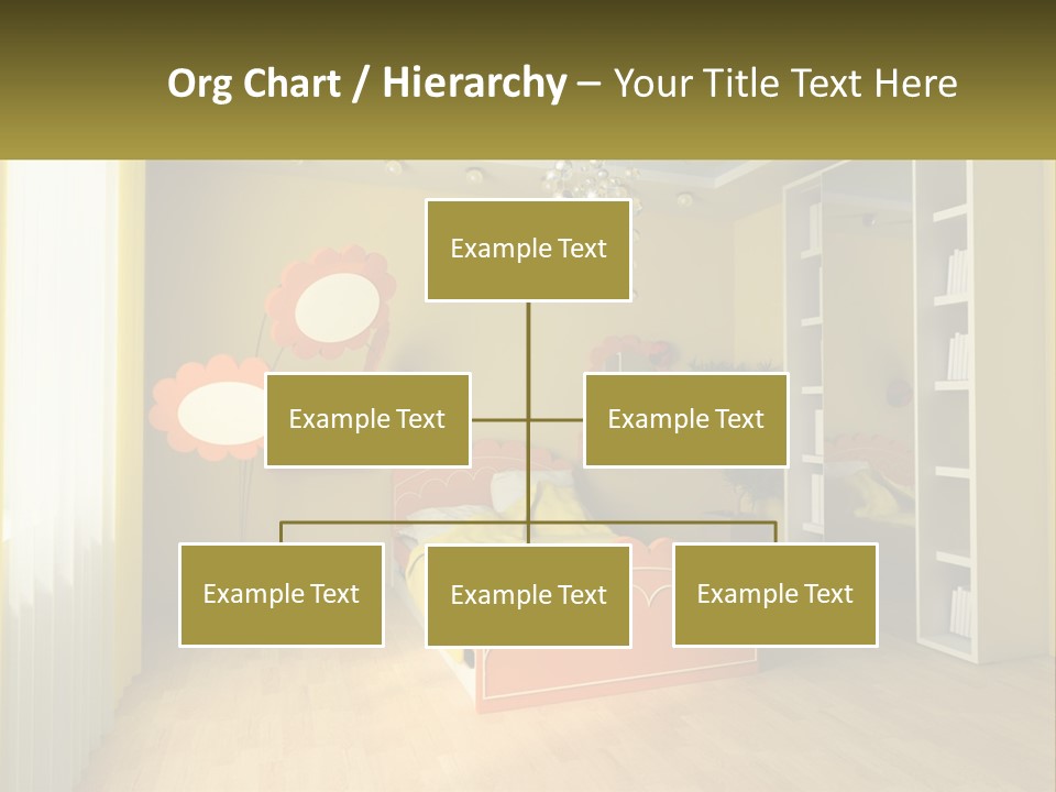 A Bedroom With Yellow Walls And A Bed PowerPoint Template