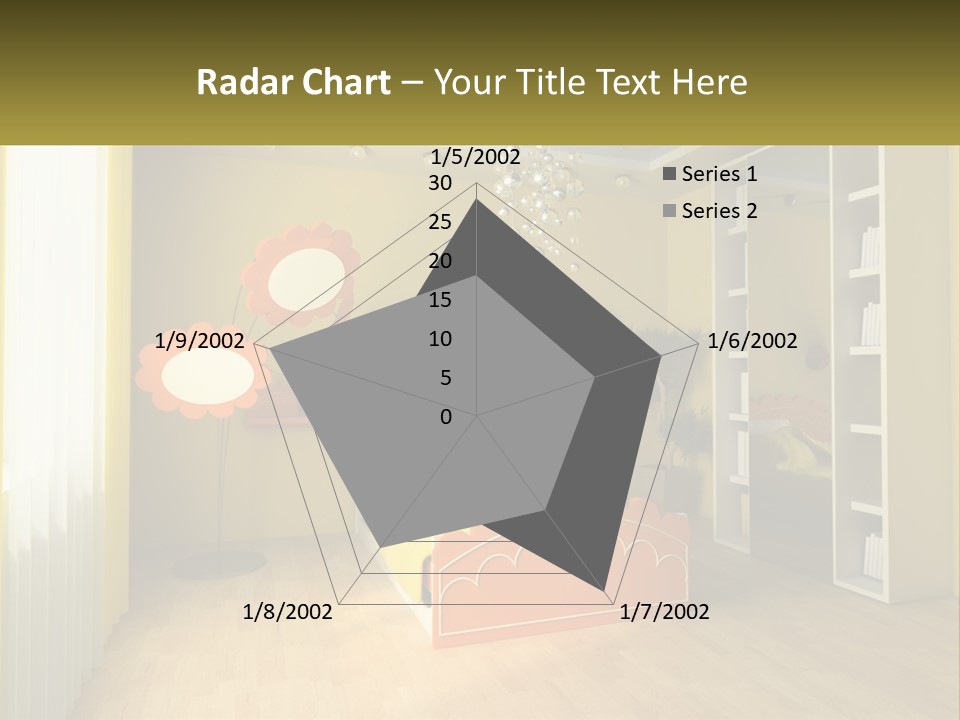 A Bedroom With Yellow Walls And A Bed PowerPoint Template