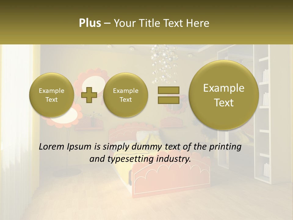A Bedroom With Yellow Walls And A Bed PowerPoint Template
