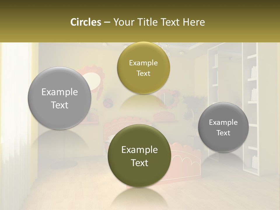 A Bedroom With Yellow Walls And A Bed PowerPoint Template