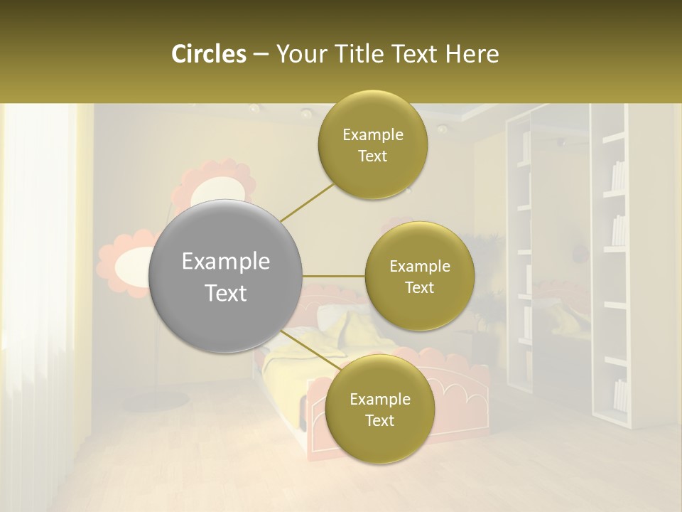 A Bedroom With Yellow Walls And A Bed PowerPoint Template