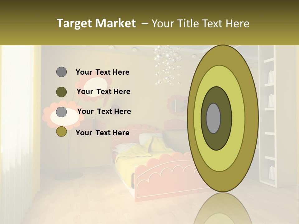 A Bedroom With Yellow Walls And A Bed PowerPoint Template
