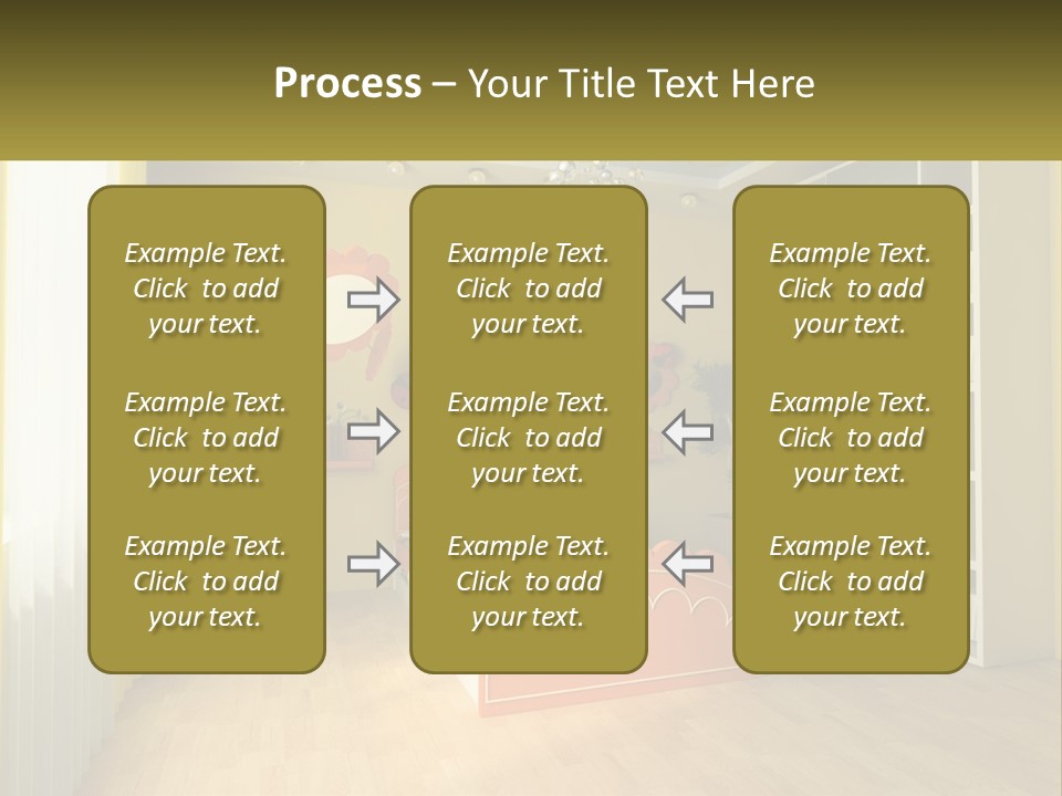A Bedroom With Yellow Walls And A Bed PowerPoint Template