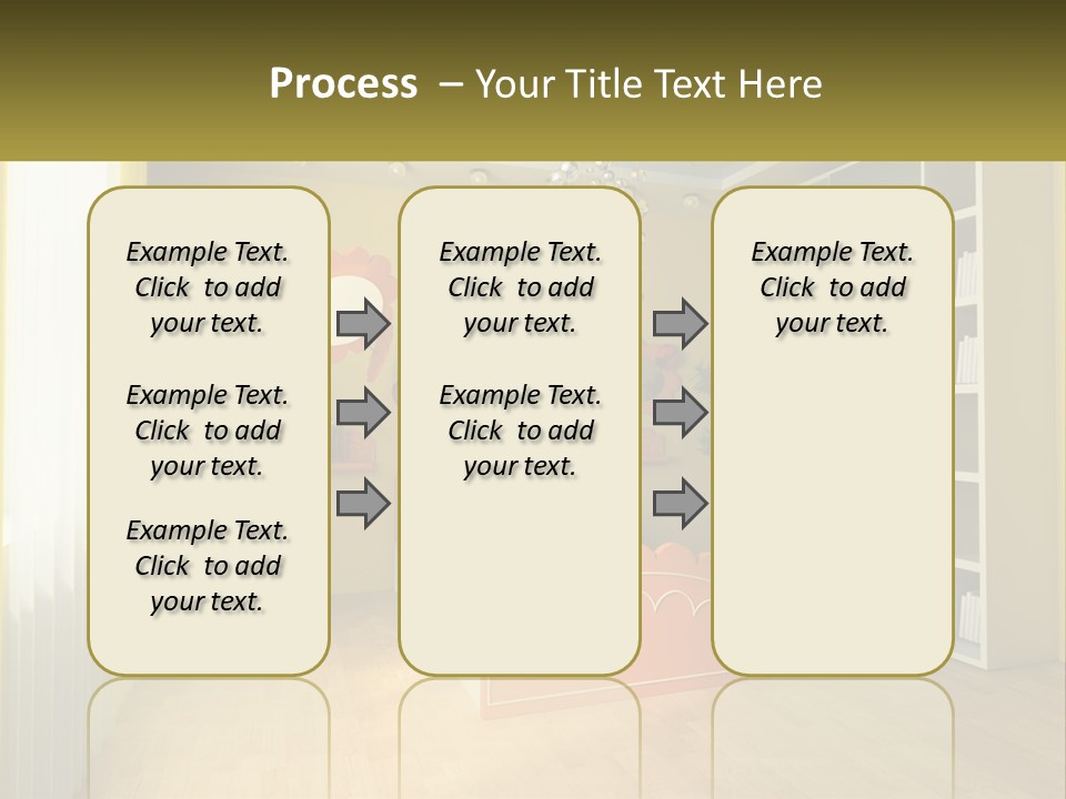 A Bedroom With Yellow Walls And A Bed PowerPoint Template