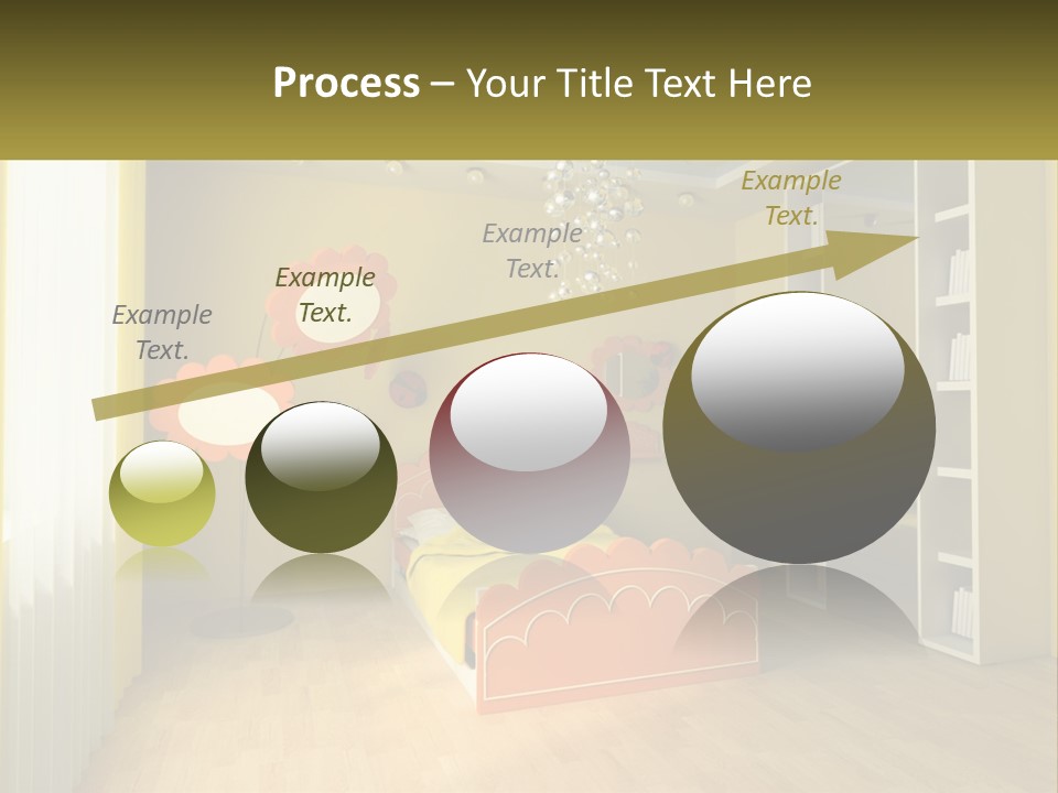 A Bedroom With Yellow Walls And A Bed PowerPoint Template