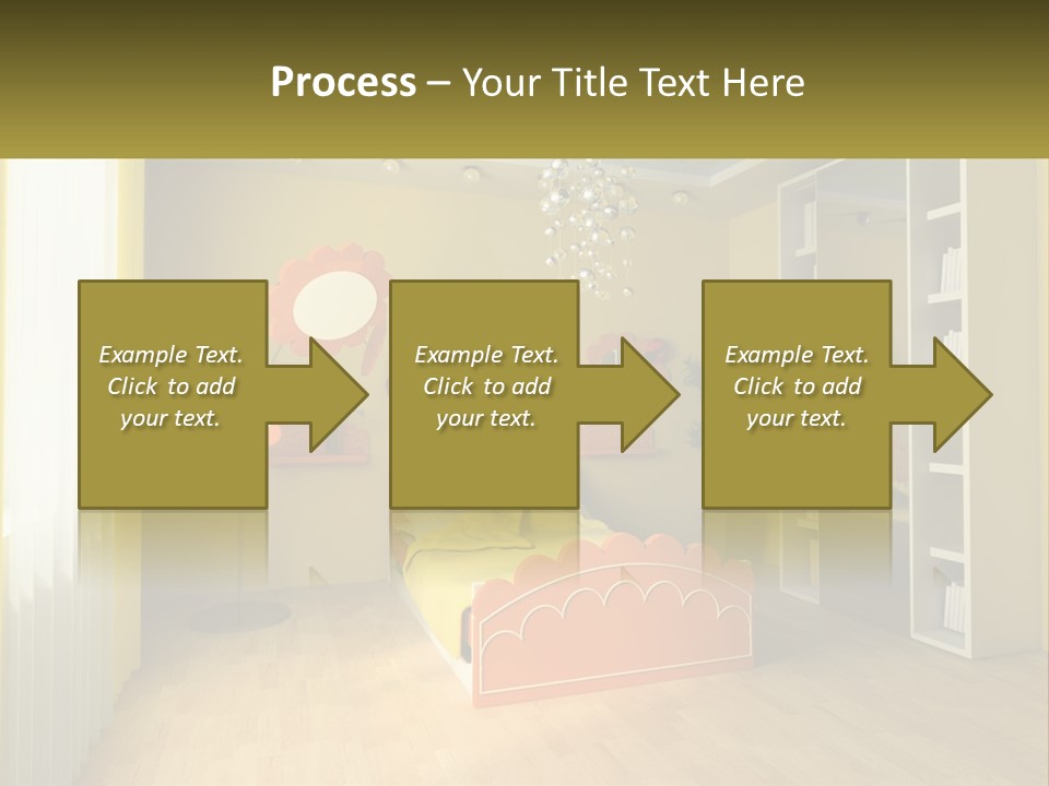 A Bedroom With Yellow Walls And A Bed PowerPoint Template
