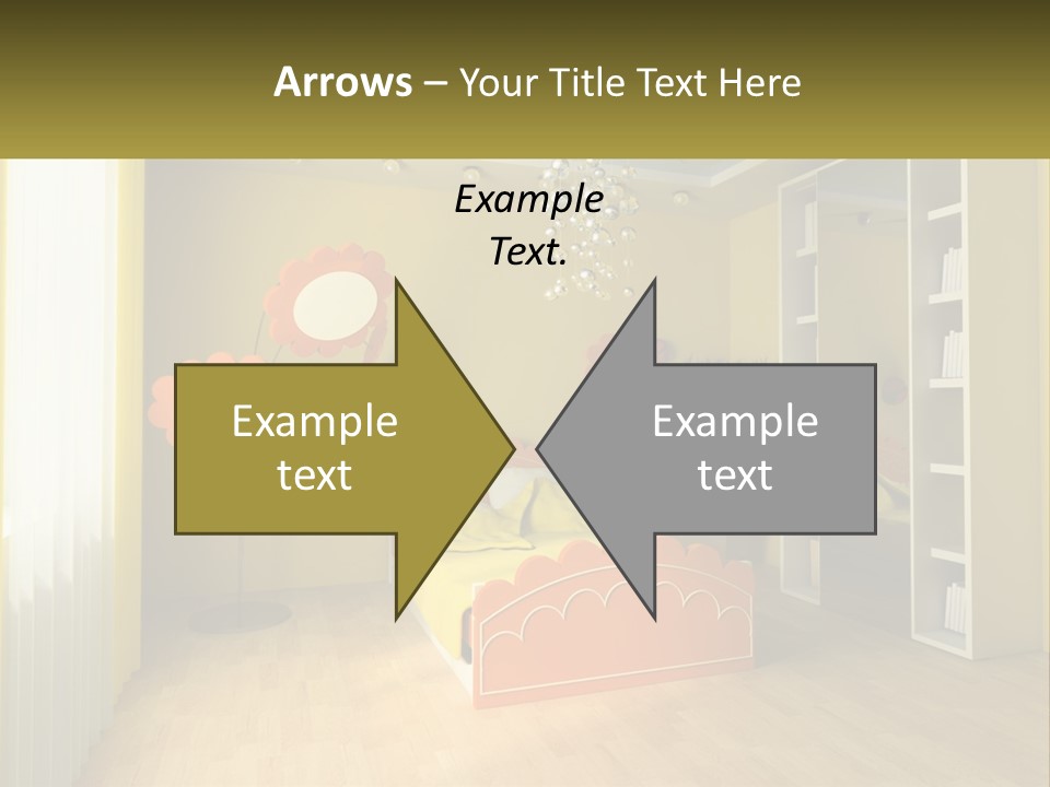 A Bedroom With Yellow Walls And A Bed PowerPoint Template