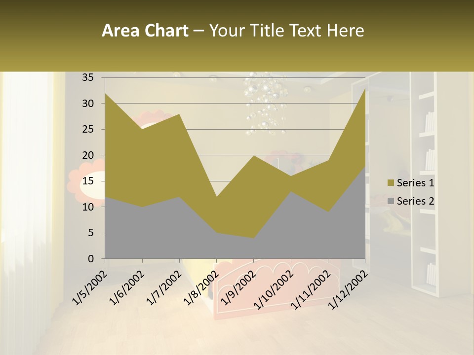 A Bedroom With Yellow Walls And A Bed PowerPoint Template