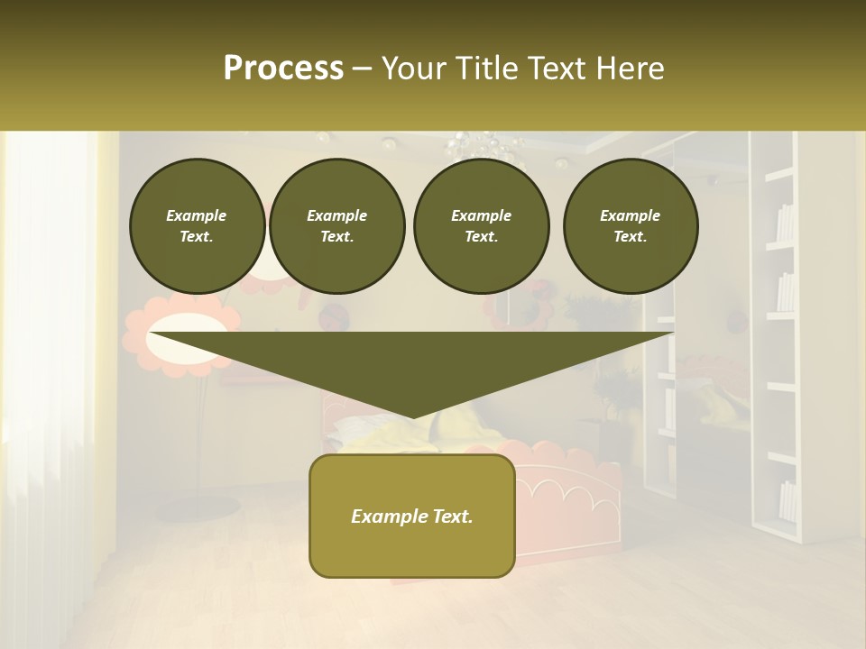 A Bedroom With Yellow Walls And A Bed PowerPoint Template